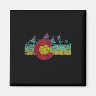 Aimant Drapeau de l'État Rétro Colorado Montagnes Rocheus