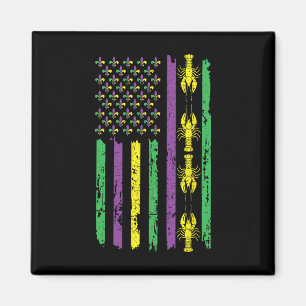 Aimant Drapeau de lotte Louisiane perles Mardi Festival M