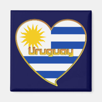 Aimant Drapeau de l'URUGUAY élégant coeur et le Soleil de