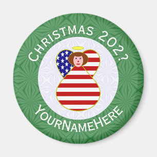 Aimant Drapeau de Noël ange aux cheveux roux USA Personna