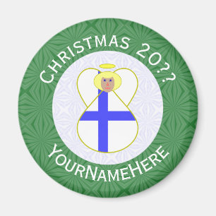 Aimant Drapeau de Noël ange finlandais personnalisé
