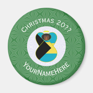 Aimant Drapeau de Noël de l'ange noir des Bahamas Personn