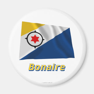 Aimant Drapeau de ondulation de Bonaire avec le nom