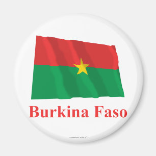 Aimant Drapeau de ondulation de Burkina Faso avec le nom