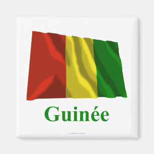 Aimant Drapeau de ondulation de Guinée avec le nom en