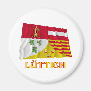 Aimant Drapeau de ondulation de Liège avec le nom