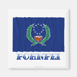 Aimant Drapeau de ondulation de Pohnpei, avec le nom