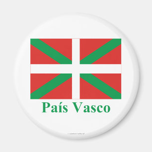 Aimant Drapeau de País Vasco (Euskadi) avec le nom