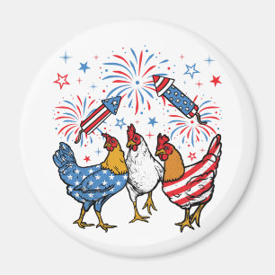 Aimant Drapeau de poulet USA Patriotique 4 juillet Cercle