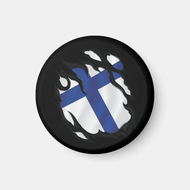 Aimant Drapeau déchiré de Finlande (Devant)