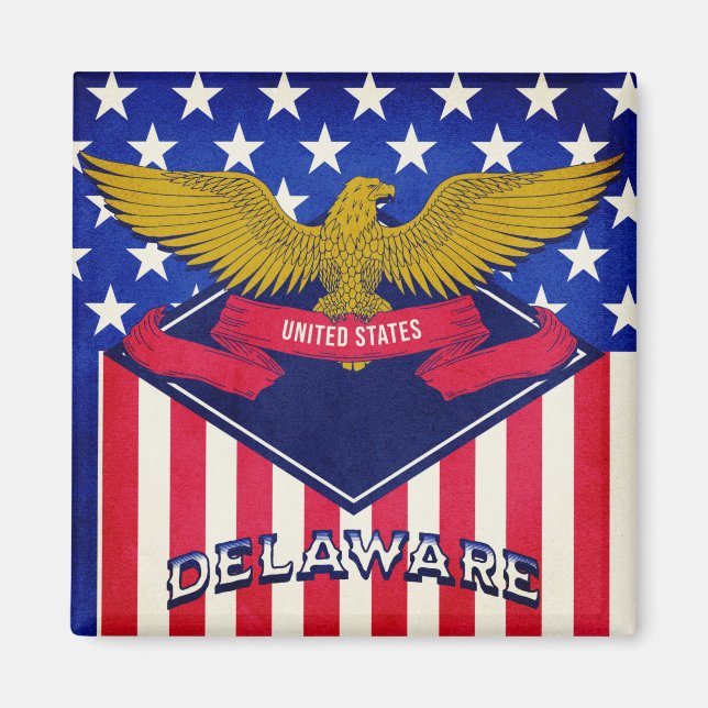 Aimant Drapeau Delaware USA (Devant)