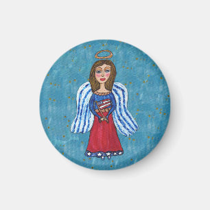 Aimant Drapeau des ailes bleues de l'ange patriotique am