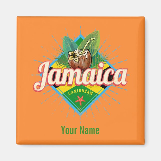 Aimant Drapeau des Caraïbes de la Jamaïque vacances vinta (Devant)