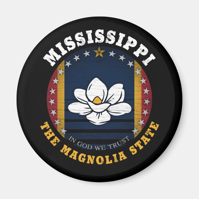 AIMANT DRAPEAU D'ÉTAT DE MISSISSIPPI MAGNOLIA (Devant)