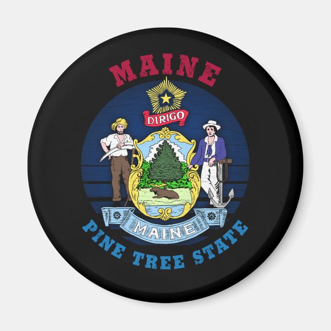 AIMANT DRAPEAU D'ÉTAT DE PINE MAINE (Devant)