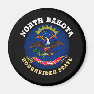AIMANT DRAPEAU D'ÉTAT DU NORD DAKOTA ROUGHRIDER