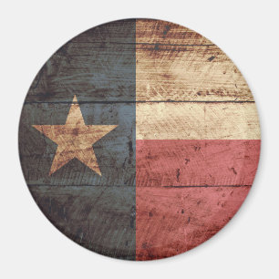 Aimant Drapeau d'état du Texas sur le vieux grain en boi
