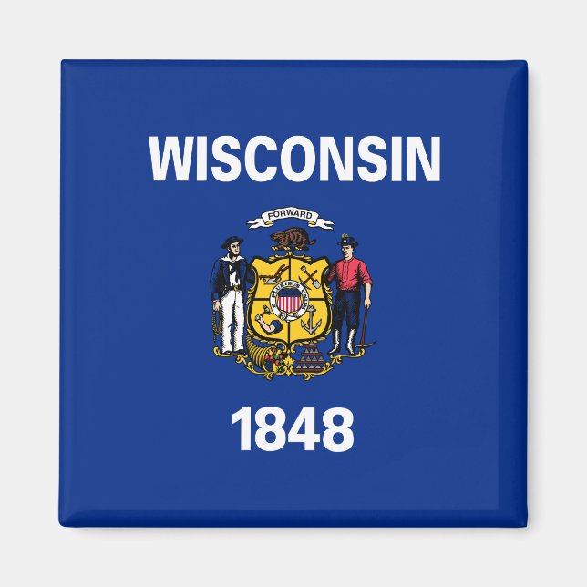 Aimant Drapeau d'État du Wisconsin (Devant)