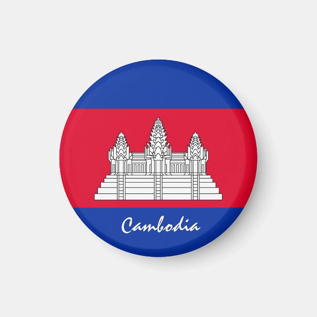 Aimant Drapeau du Cambodge et Asie - Amateurs de voyages/ (Devant)
