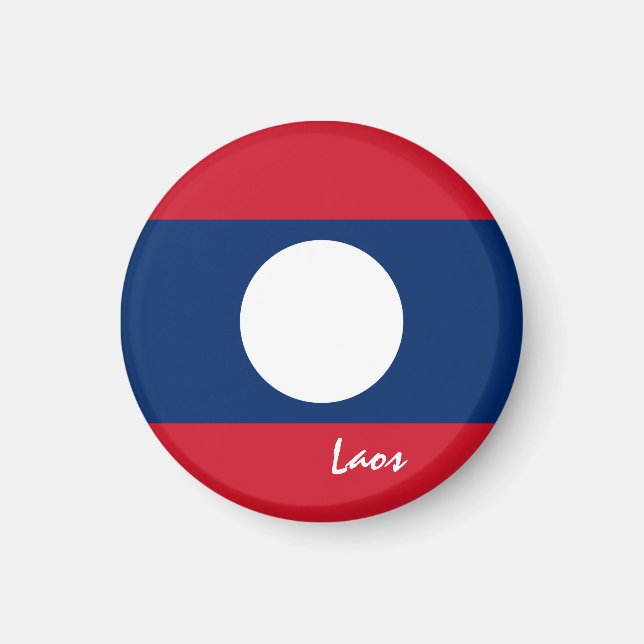 Aimant Drapeau du Laos & Asie - Amateurs de voyage/sports (Devant)