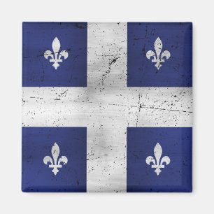 Aimant Drapeau du Québec style grunge érodé