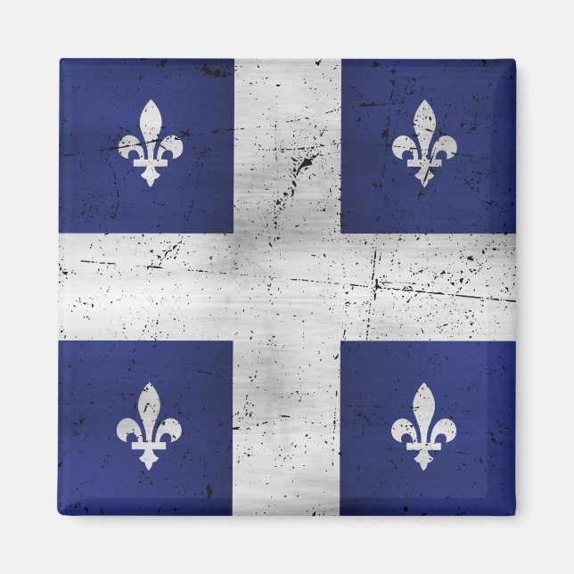 Aimant Drapeau du Québec style grunge érodé (Devant)