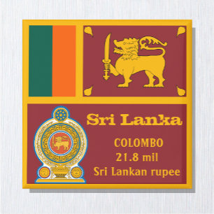 Aimant Drapeau du Sri Lanka & Vajra Emblem, fans de voyag