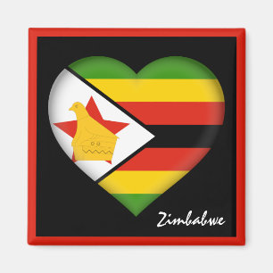 Aimant Drapeau du Zimbabwe & Coeur, vacances/sports en Af