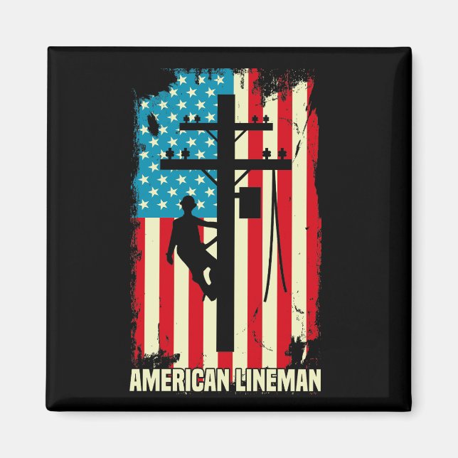 Aimant Drapeau électrique American Lineman (Devant)