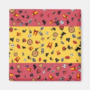 Aimant Drapeau espagnol avec les articles célèbres de