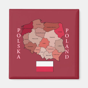 Aimant Drapeau et carte de la Pologne