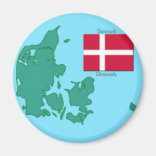 Aimant Drapeau et carte du Danemark