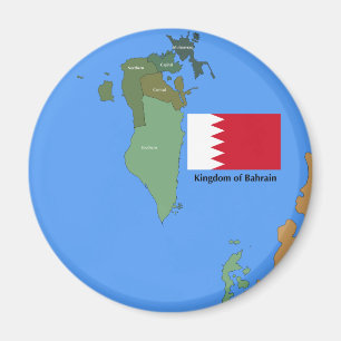 Aimant Drapeau et carte du Royaume de Bahreïn