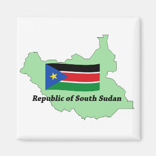 Aimant Drapeau et carte République du Soudan du Sud Magne