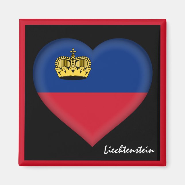 Aimant Drapeau et Coeur du Liechtenstein, vacances au Lie (Devant)