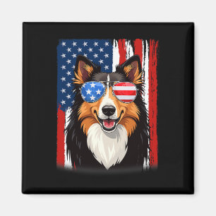 Aimant Drapeau États-Unis Amérique Rough Collie Chien 4 J