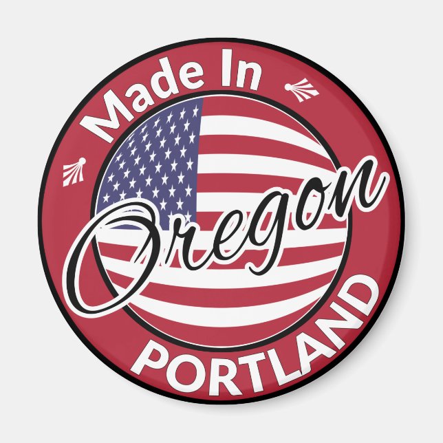 Aimant Drapeau Fabriqué à Portland Oregon USA (Devant)
