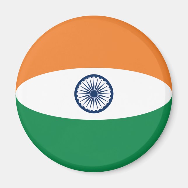 Aimant drapeau fisheye de l'Inde (Devant)