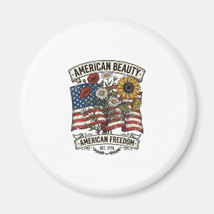 Aimant Drapeau Floral American Beauty Patriotique
