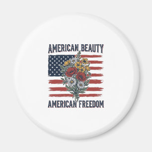 Aimant Drapeau Floral de Liberté American Beauty