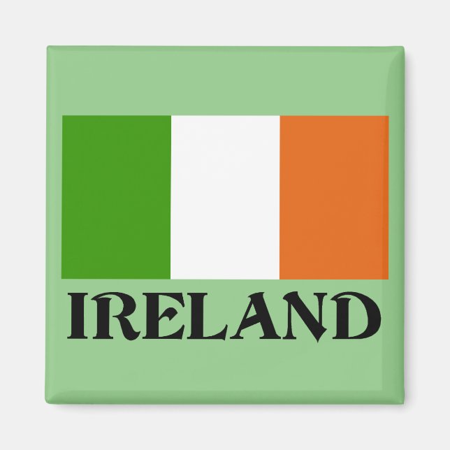 Aimant drapeau irlandais, étiqueté, (Devant)