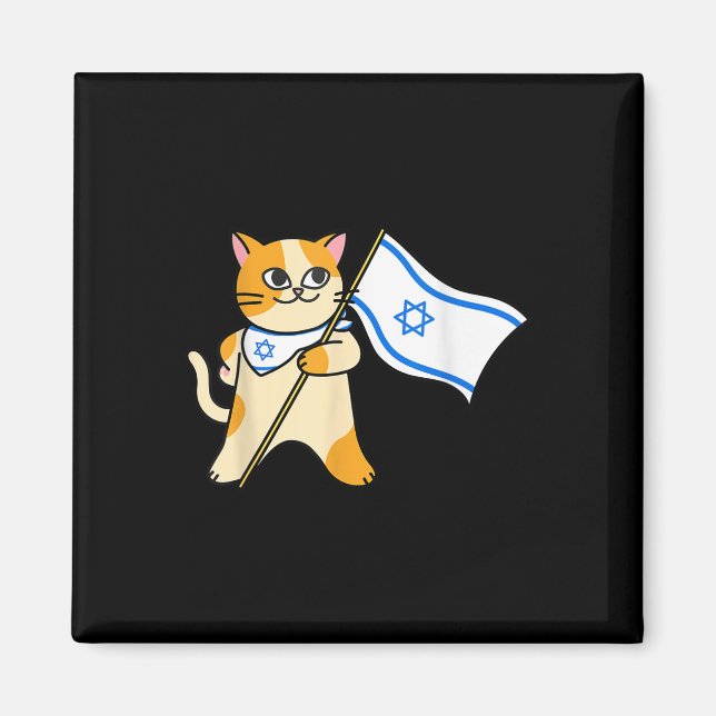 Aimant Drapeau israélien chat sioniste pro-israël juif (Devant)
