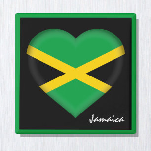 Aimant Drapeau jamaïcain & Coeur jamaïcain, vacances /spo