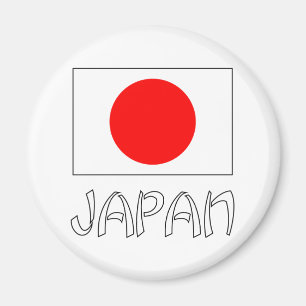 Aimant Drapeau japonais et mot blanc