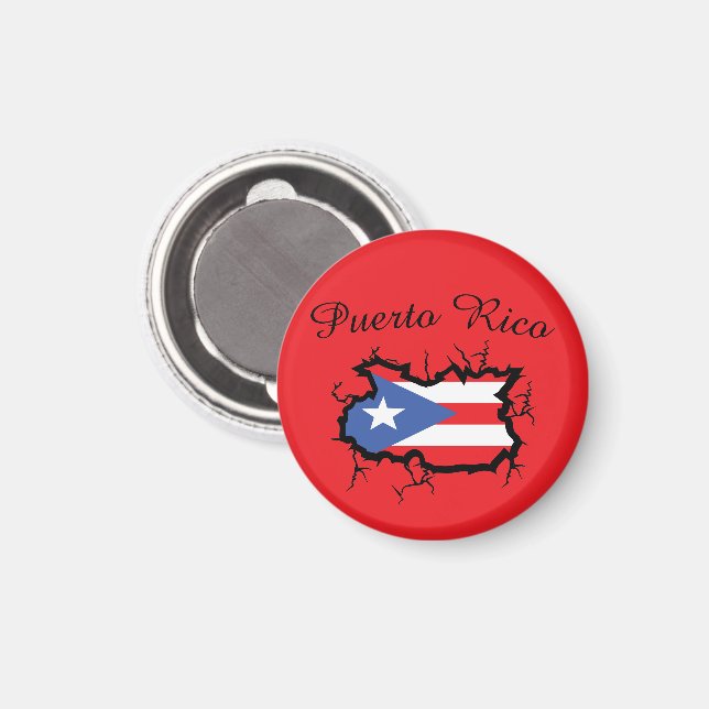 Aimant Drapeau national de la carte Porto Rico minimale (Recto/Verso)