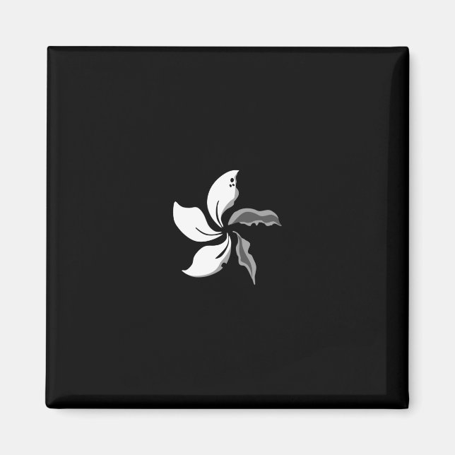 Aimant Drapeau noir de pétales sauvages Bauhinia Hong Kon (Devant)