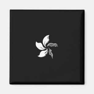 Aimant Drapeau noir de pétales sauvages de Bauhinia Hong