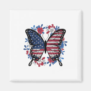 Aimant Drapeau papillon américain Patriotique 4 juillet