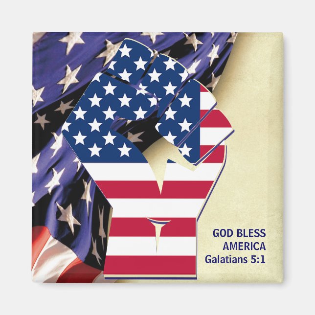 Aimant Drapeau Patriotique DIEU BLESS AMERICA (Devant)