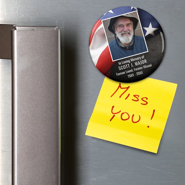 Aimant Drapeau Patriotique En Mémoire Amoureuse Sympathie (Patriotic Flag In Loving Memory Sympathy Photo Magnet)